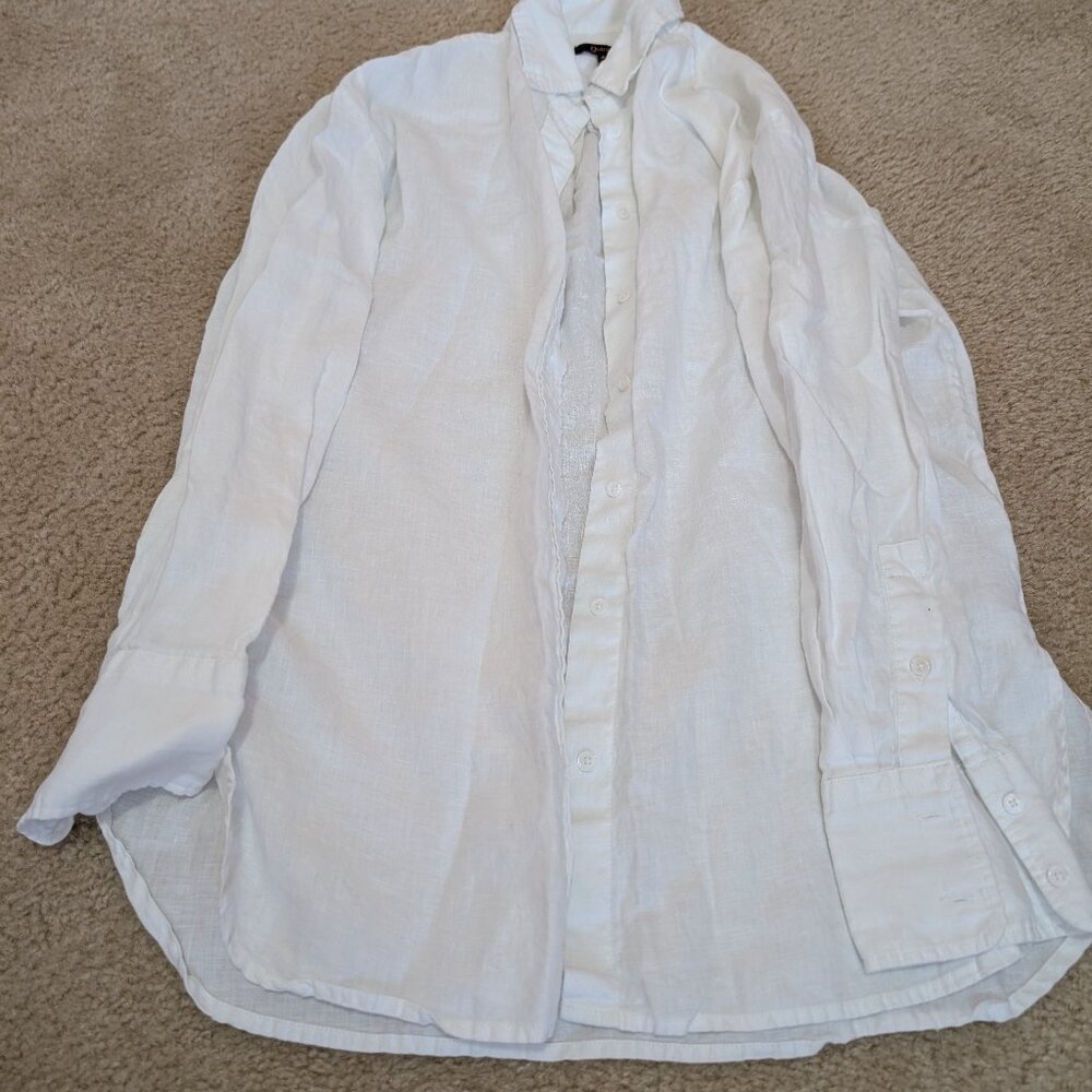 Quince European Linen Long Sleeve Shirt in  White Size Small